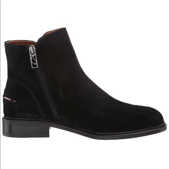 Black Genuine Suede Chelsea Flat Ankle Boots - Picture 3 of 4